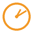 Orange Uhrzeit-Symbol zeigt auf zwei Uhr