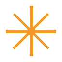 Orange sternförmiges Symbol auf schwarzem Hintergrund